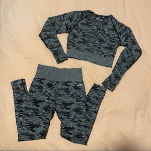 AYBL Black Camo Long Sleeve Crop Set